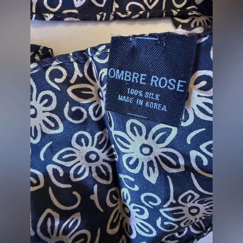 Silk Ombre Lightweight Accent Scarf black floral and gray